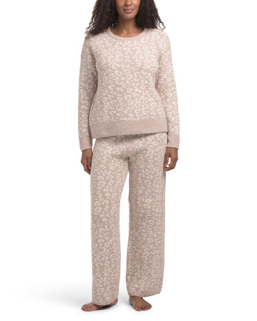 2 Piece Crew Neck Long Sleeve Pullover With Wide Leg Pant | TJ Maxx