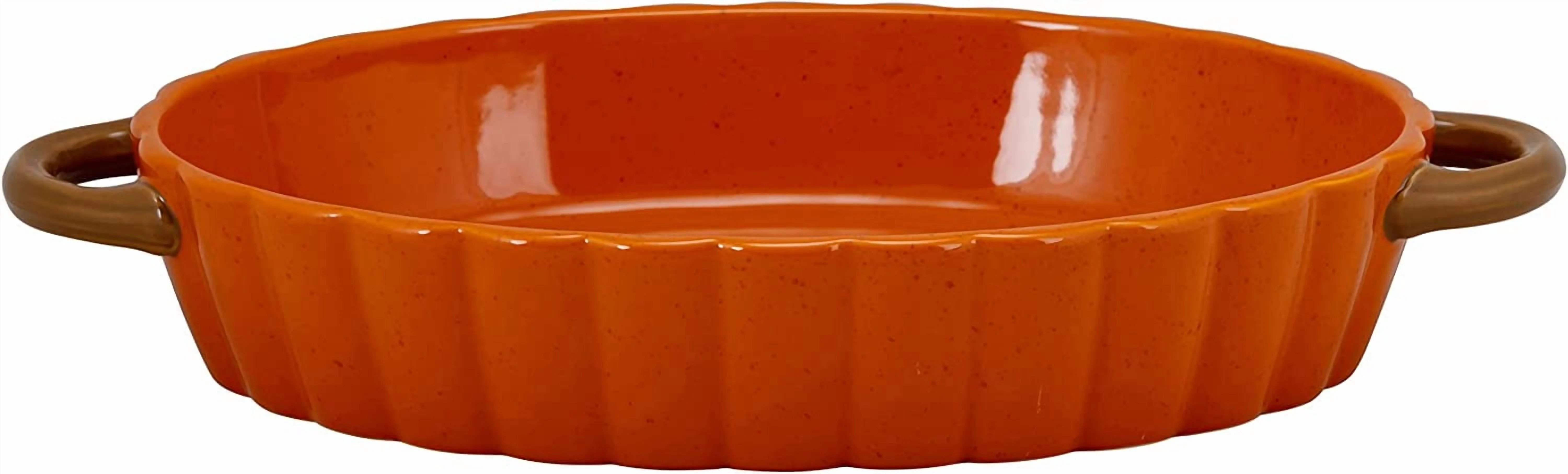 10 Oval Stoneware Baking Pans, 12" and 14.5", Set of 2, Orange | Walmart (US)