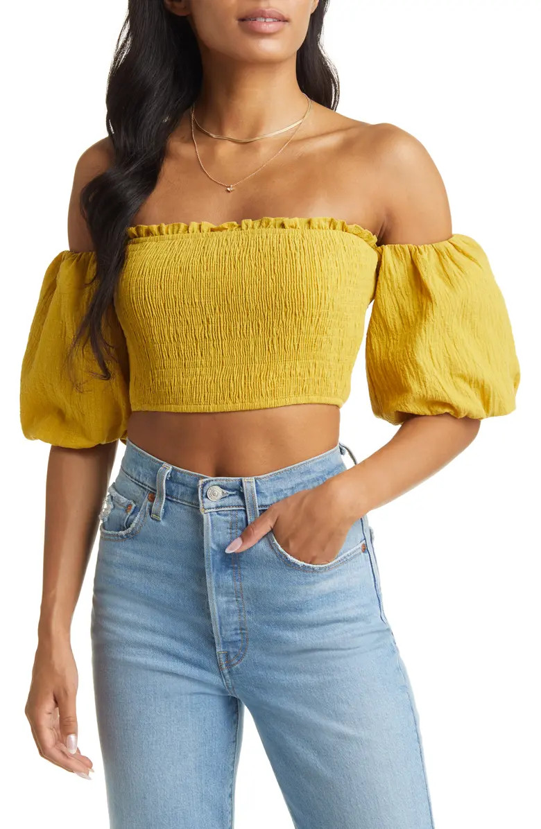 VICI Collection Puff Sleeve Smocked Crop Top | Nordstrom | Nordstrom