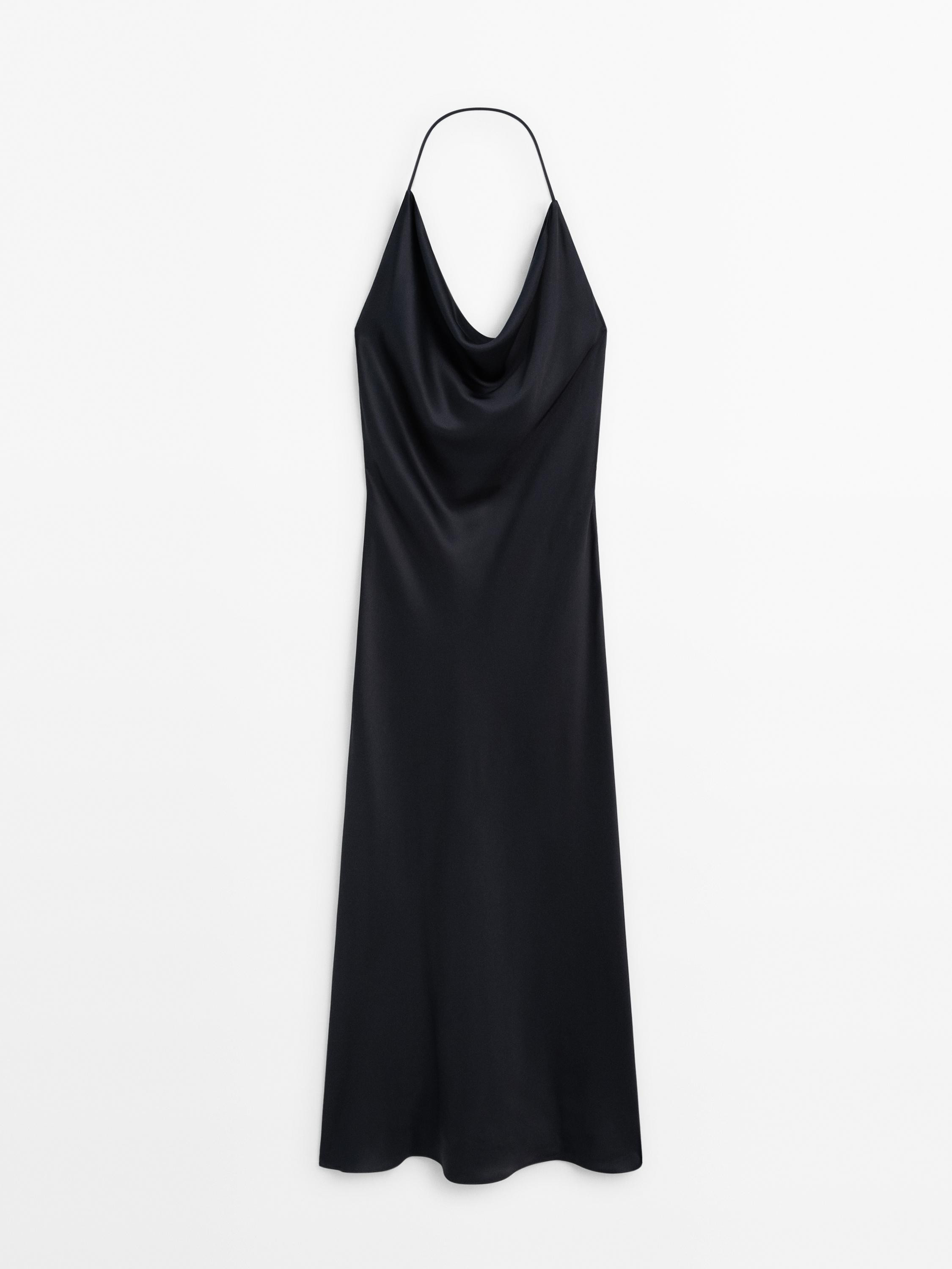 Satin halter midi dress | Massimo Dutti US