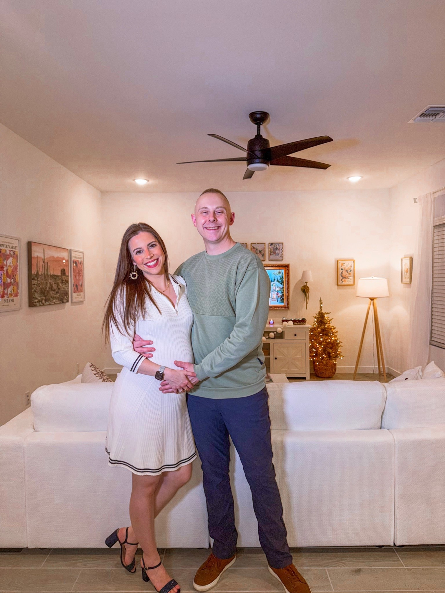 Our NYE ✨ NYE outfit ideas for pregnant ladies & hubby | Ringing in the new year with my favorite person, sweet baby kicks, and way too many appetizers, just how we like it! Hello, 2026 🥰🥂🤍 

#LTKSeasonal #LTKMens #LTKmomlife