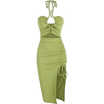ZAFUL Women's Sleeveless Dress Sex Midi Halter Dresses Criss Cross Cami Womens Dresses Dress for ... | Amazon (US)