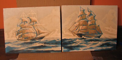 2 Vintage Paint-By-Number Sailing Ships paintings. 10" x 8". | eBay US
