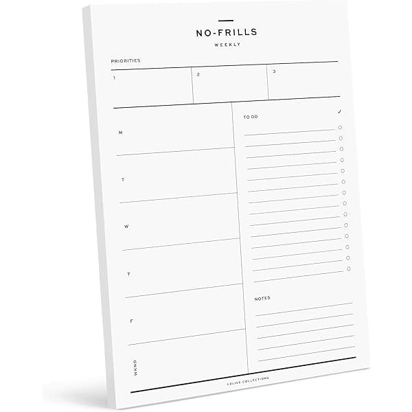 Bliss Collections No-Frills Daily Planner, 50 Undated 8.5 x 11 Tear-Off Sheets, Productivity Tracker | Amazon (US)