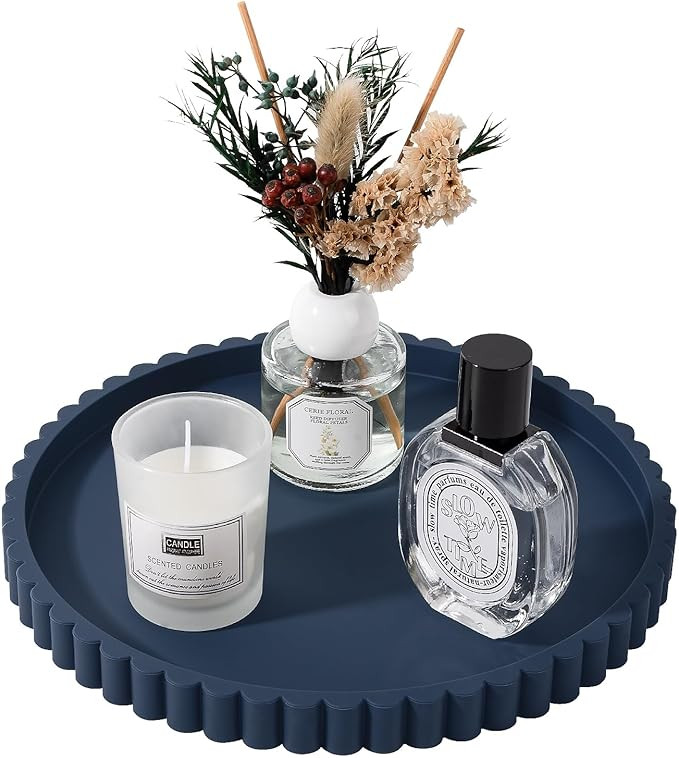 Round Bathroom Tray Silicone Kitchen Counter Decor Vanity Organizer Decorative Coffee Table Tray ... | Amazon (US)