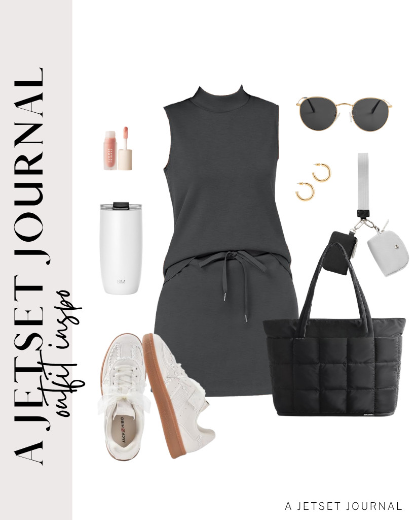 Next is a gray two-set outfit that I styled with JACKSHIBO lace-up fashion sneakers, a tote bag, and Kursan sunnies. You can also carry a Simple Modern Voyager Tumbler that really looks cool with this outfit.


#LTKSeasonal #LTKSaleAlert #LTKTravel 

 
