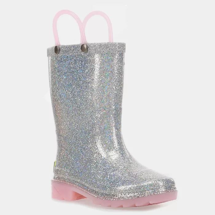 Toddler Girls' Western Chief Alia Glitter Light-Up Rain Boots - Navy | Target