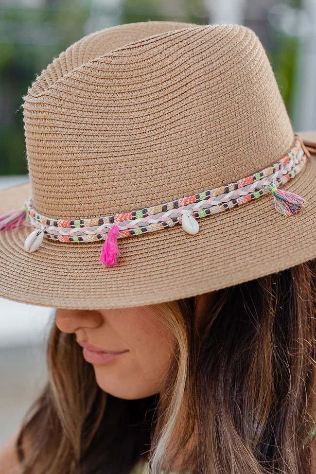 Hat with Shell and Tassel Detail | Pink Lily
