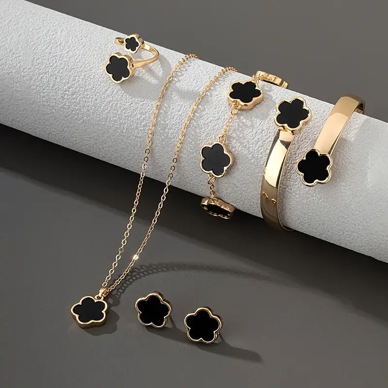 Stud Earrings + Necklace + Bracelet + Bangle + Ring Lucky - Temu | Temu Affiliate Program