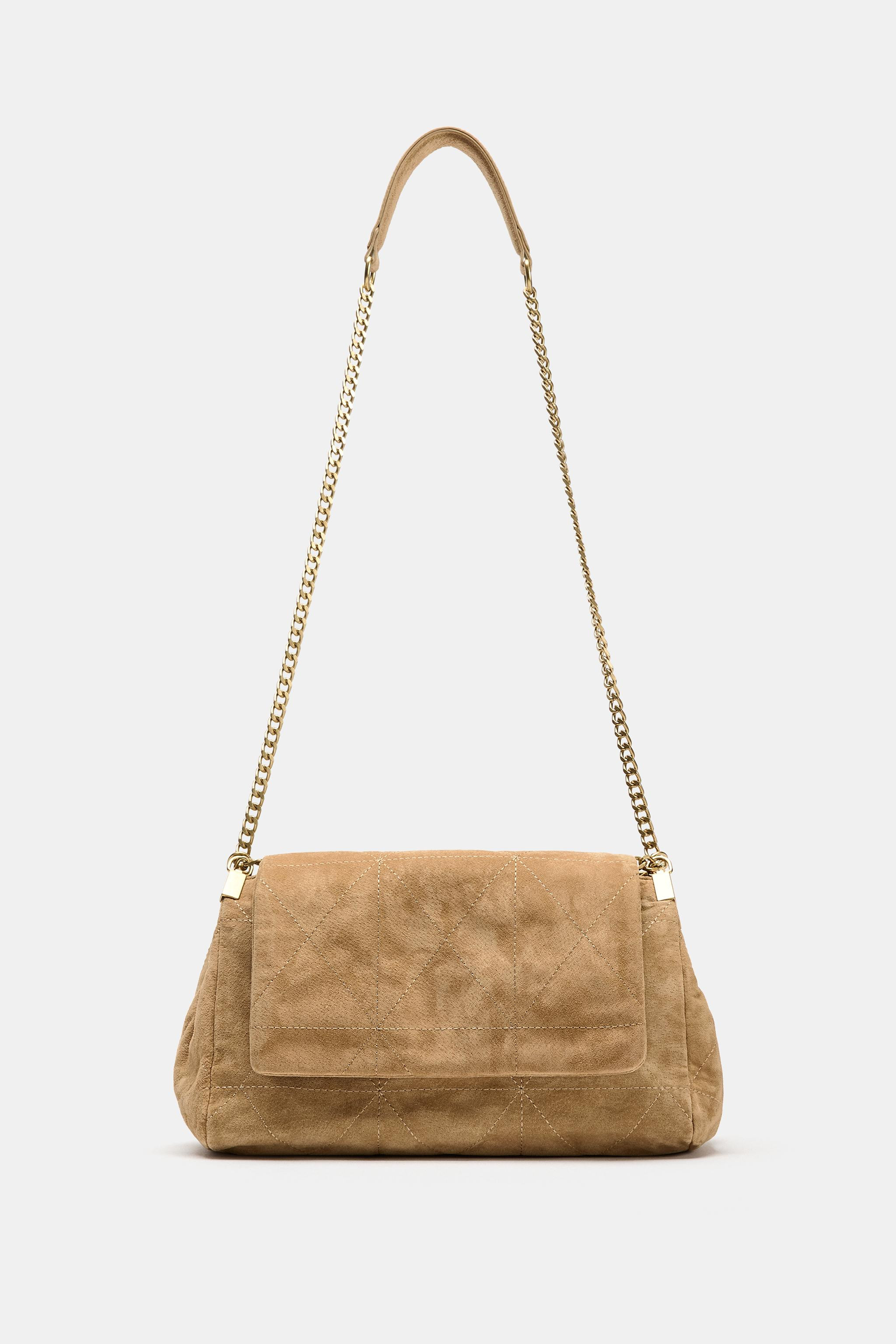 LEATHER FLAP SHOULDER BAG | Zara US