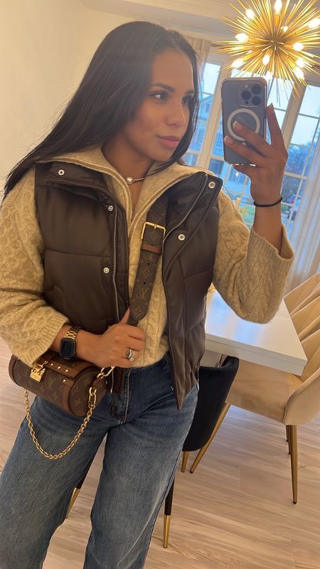 Abercrombie Sale! Loved this faux leather puffer vest and collared sweater combo. Tagging all of my other favorites from the Abercrombie sale, including some denim from the denim sale! 

#LTKstyletip #LTKsalealert #LTKfindsunder100