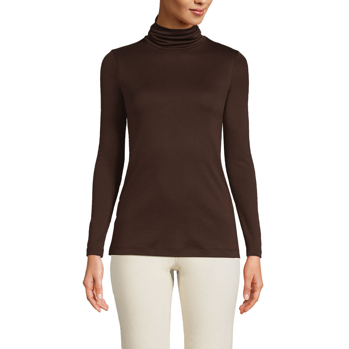 Women's Supima Cotton Long Sleeve Turtleneck | Lands' End (US)