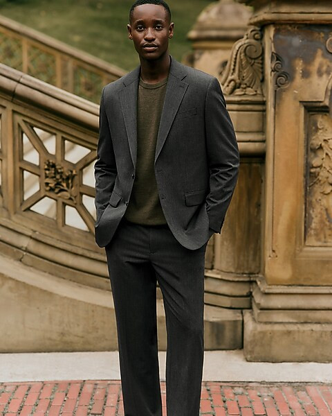 Relaxed Charcoal Gray Stretch Suit Pant | Express