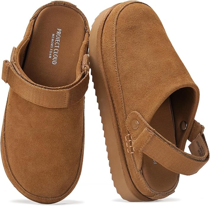 Project Cloud 100% Genuine Leather Clogs for Women - Memory Foam Womens Clogs & Mules with Adjust... | Amazon (US)