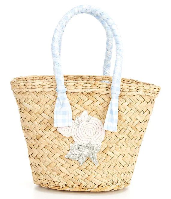 x Born on Fifth Floral Embroidered Double Handle Mini Straw Tote Bag | Dillard's