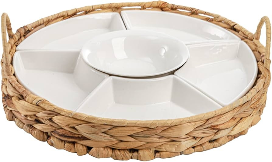 AVLA Ceramic Divided Serving Dishes, Porcelain Relish Tray, Party Appetizer Platter, 6 Removable ... | Amazon (US)