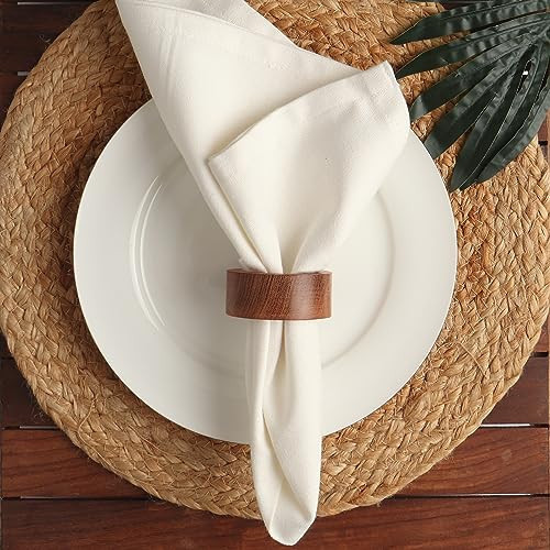 BIFFELY Handmade Acacia Wooden Napkin Rings Set of 12 for Dining, Anniversary, Birthday, Christmas or Everyday Use | Napkin Ring for Home and Kitchen Décor | Amazon (US)