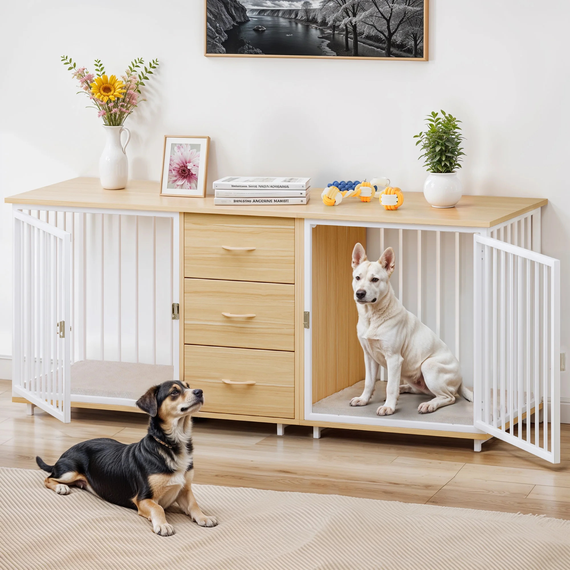 ModFusion Multi-Functional Dog Kennel and TV Stand in Natural Wood | Walmart (US)