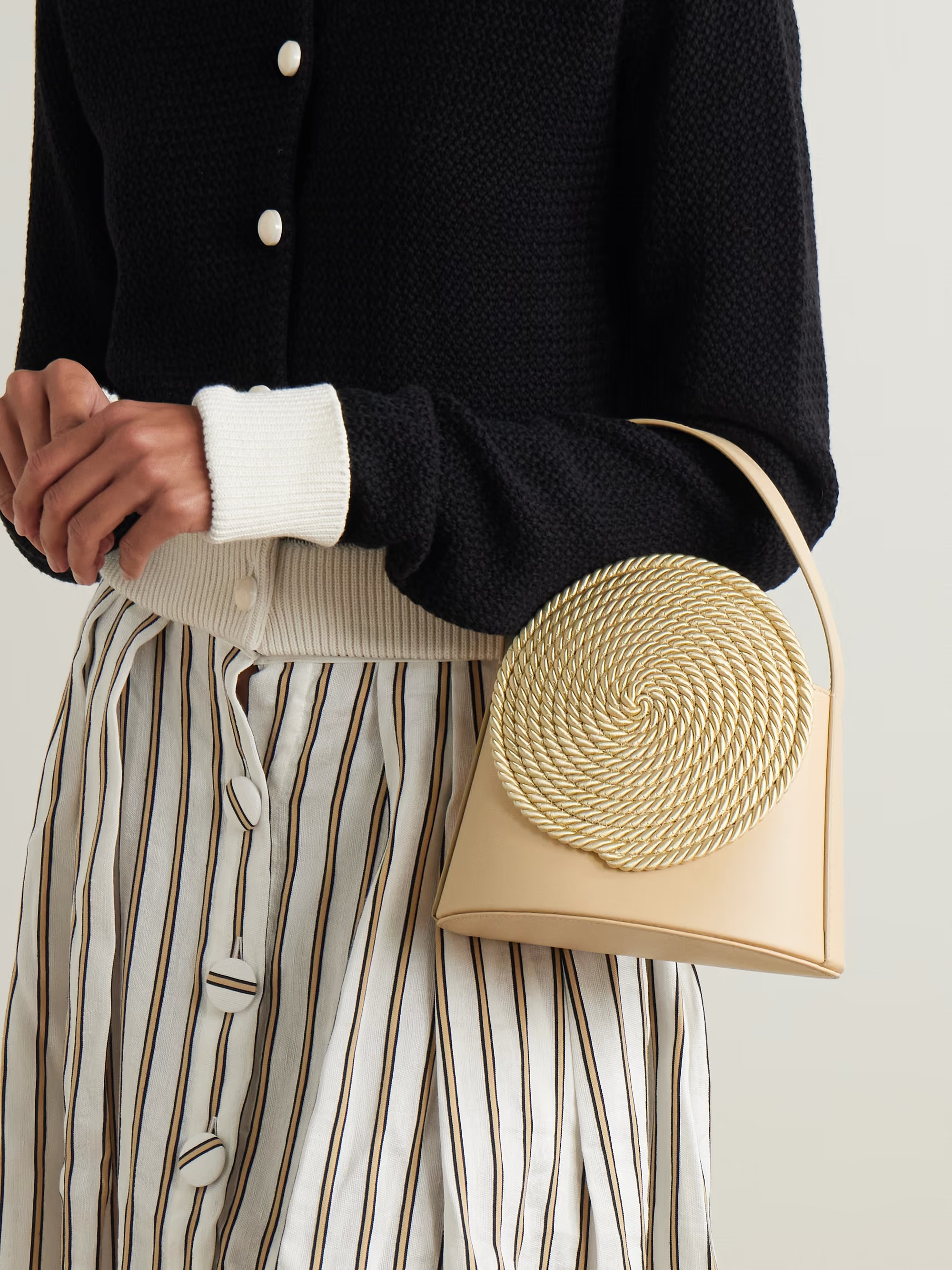 Gunther raffia-trimmed leather tote bag | NET-A-PORTER (US)