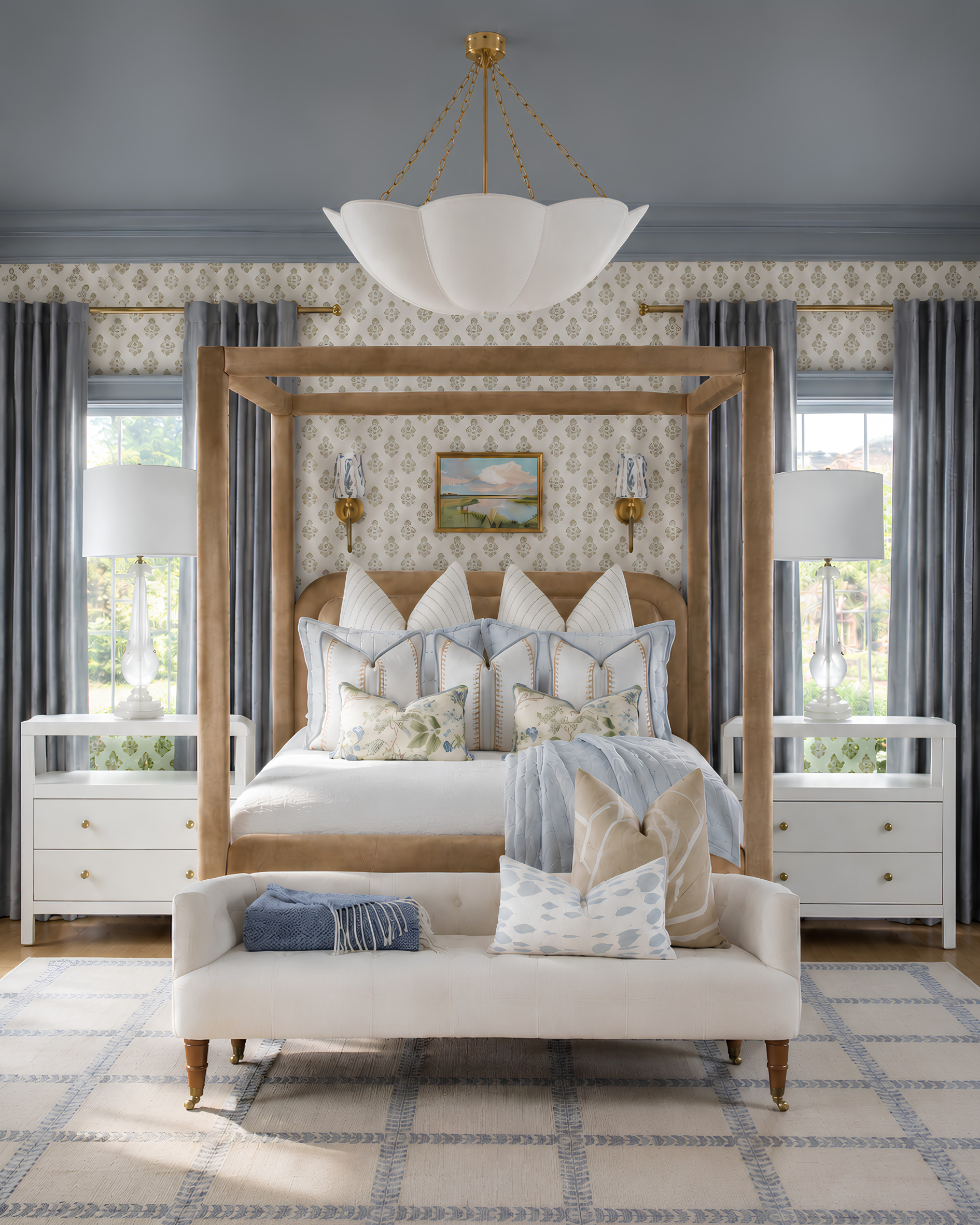 A soft blue guest bedroom with classic details, layered bedding, a grid rug, tailored drapery, white nightstands, crystal lamps, and a cozy bench moment at the foot of the bed. Perfect inspiration for a polished guest room, blue bedroom, traditional bedroom, or coastal classic home refresh.

I may receive a commission when you purchase through my links. 

 #LTKHome