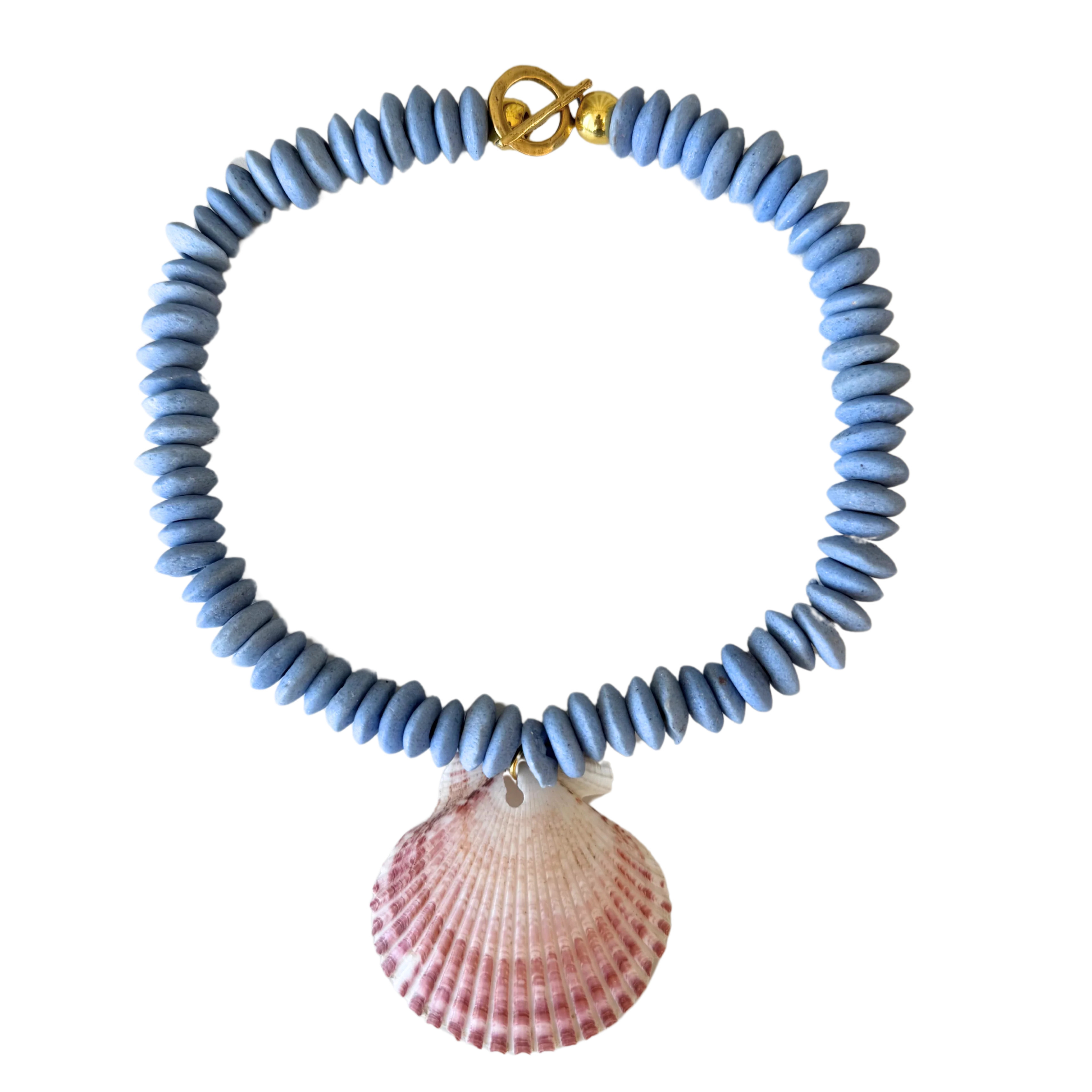 Carolina Blue Shell Necklace | Logan Tay