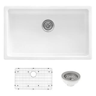 Fiamma 30 in. Undermount Single Bowl Fireclay Kitchen Sink in White | The Home Depot