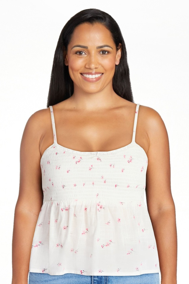 No Boundaries Cotton Smocked Baby Doll Tank Top, Women's XXS-XXXL | Walmart (US)