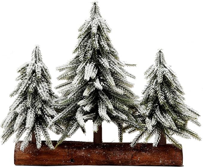 VGIA 3 Small Christmas Tree with Wood Stand Flocked Snow Christmas Decoration Tabletop Centerpiec... | Amazon (US)