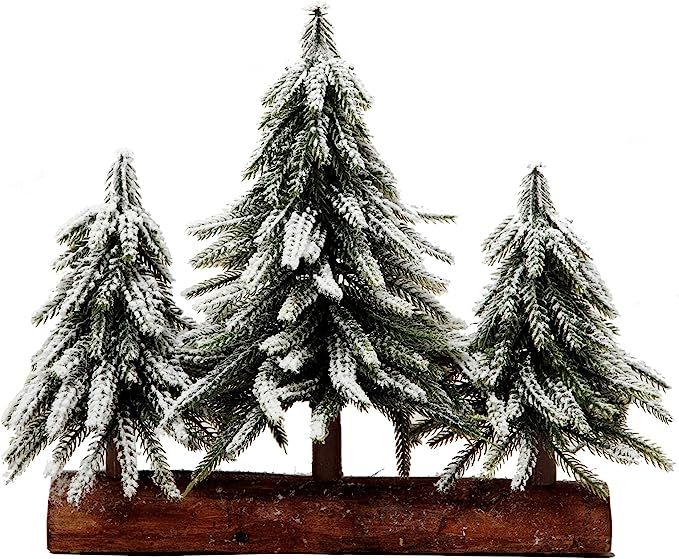 VGIA 3 Small Christmas Tree with Wood Stand Flocked Snow Christmas Decoration Tabletop Centerpiec... | Amazon (US)