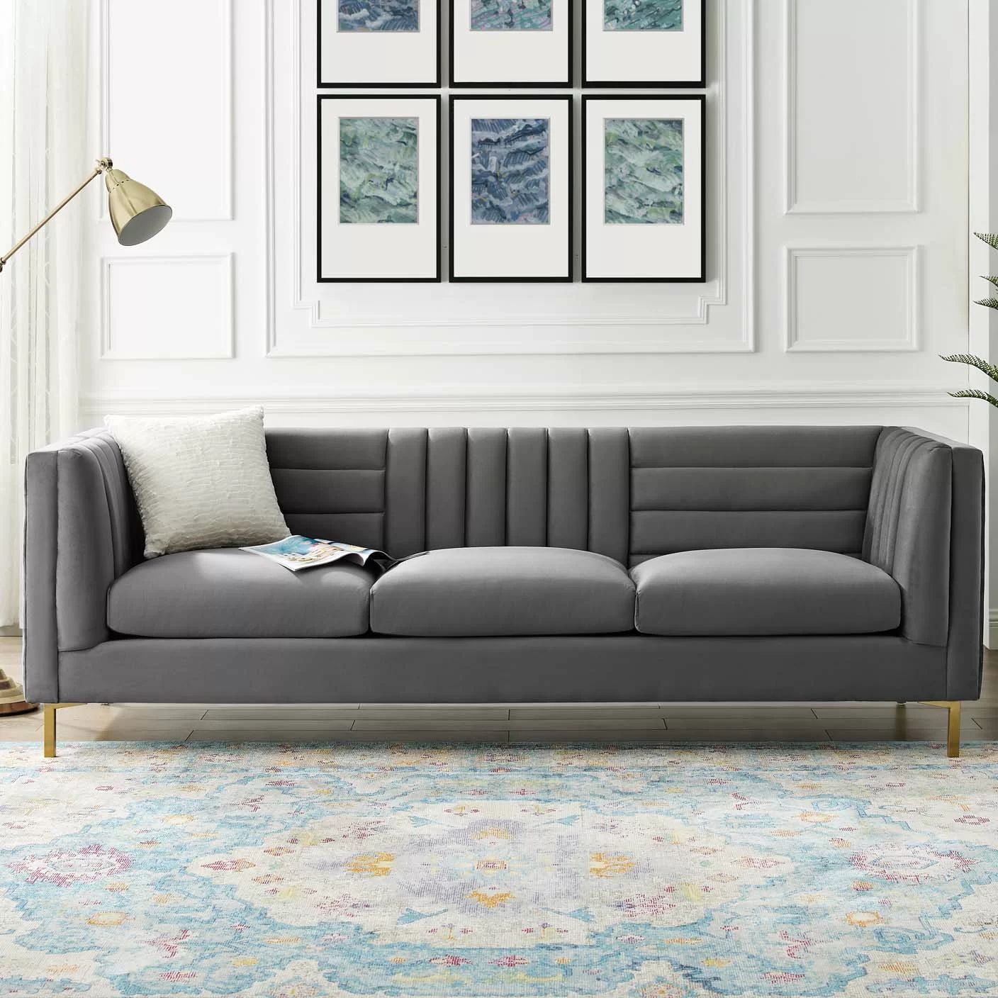 Piatt 90'' Velvet Sofa Rolled Couch Wayfair living room decor inspo wayfair deals wayfair sales | Wayfair North America