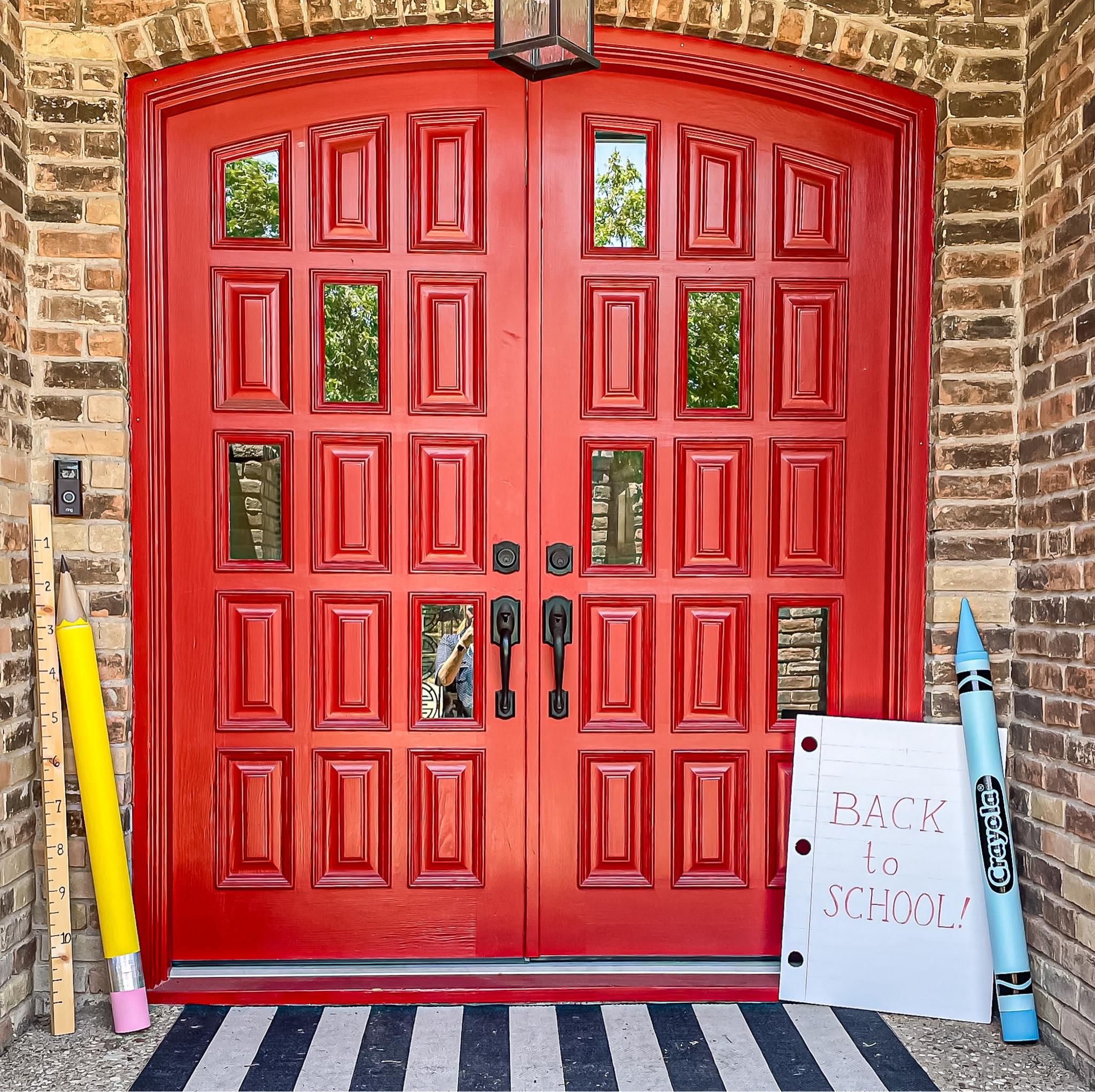 Back to School giant pencil, crayon, paper & ruler. 
This is a super easy, fun DIY for teachers, PTA, or front porch decor for the beginning of school!

#LTKBacktoSchool #LTKFindsUnder50 #LTKHome