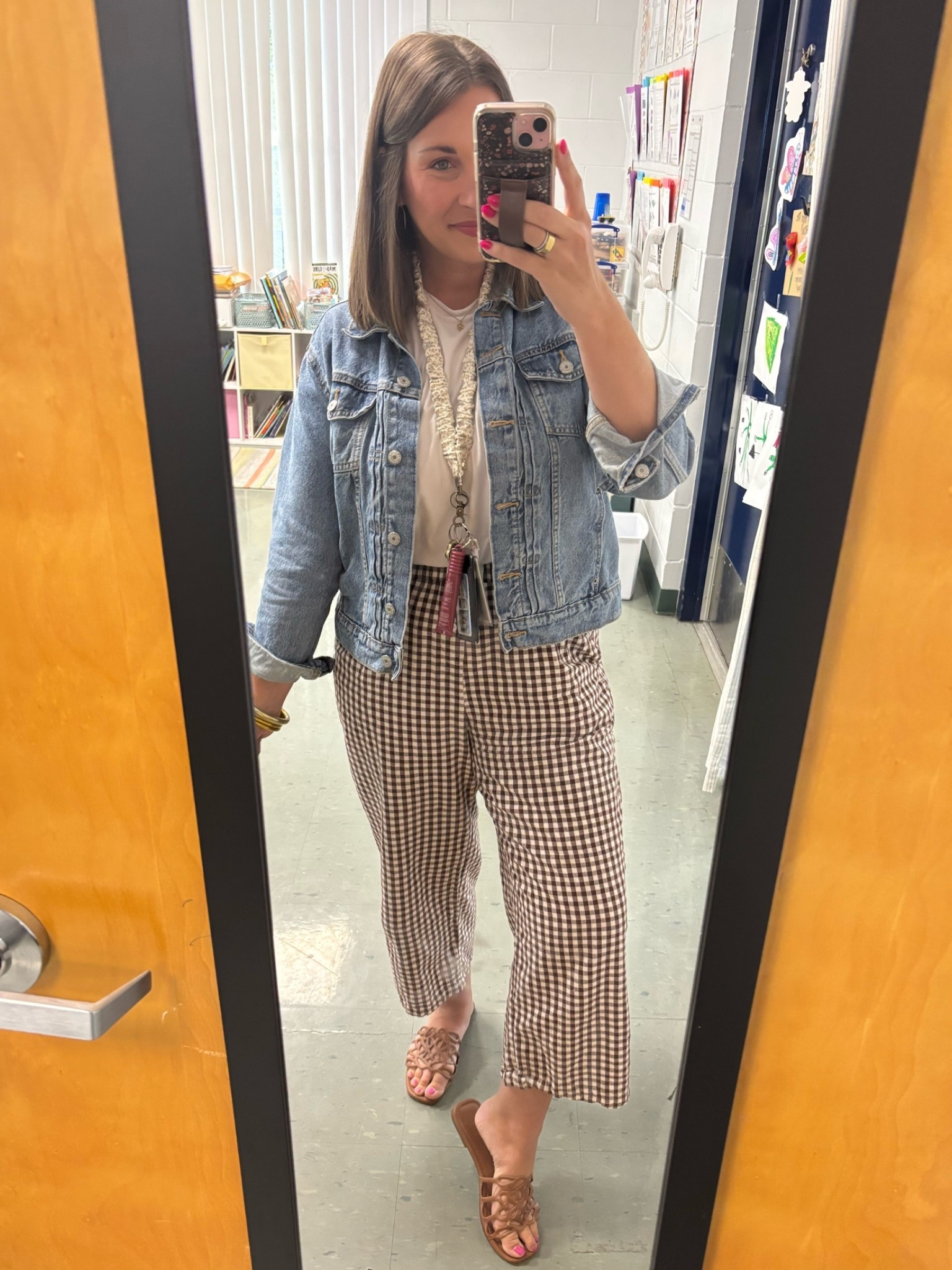 Gingham pull on style pants, white tee & denim jacket for work today! 

TTS: medium

#LTKdayinmylife #LTKootd #LTKMidsize