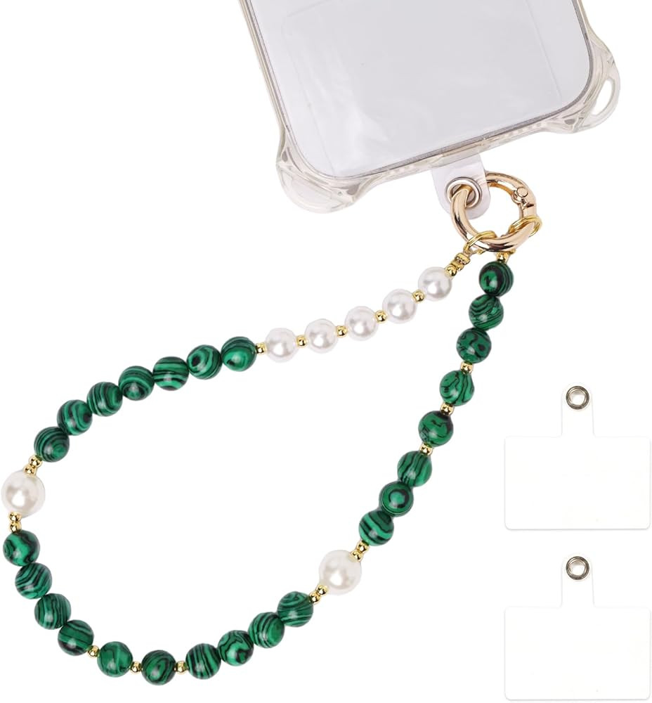 Handmade Phone Wrist Strap for Women Natural Stone Phone Charms Anti-Drop Cellphone Chain | Amazon (US)