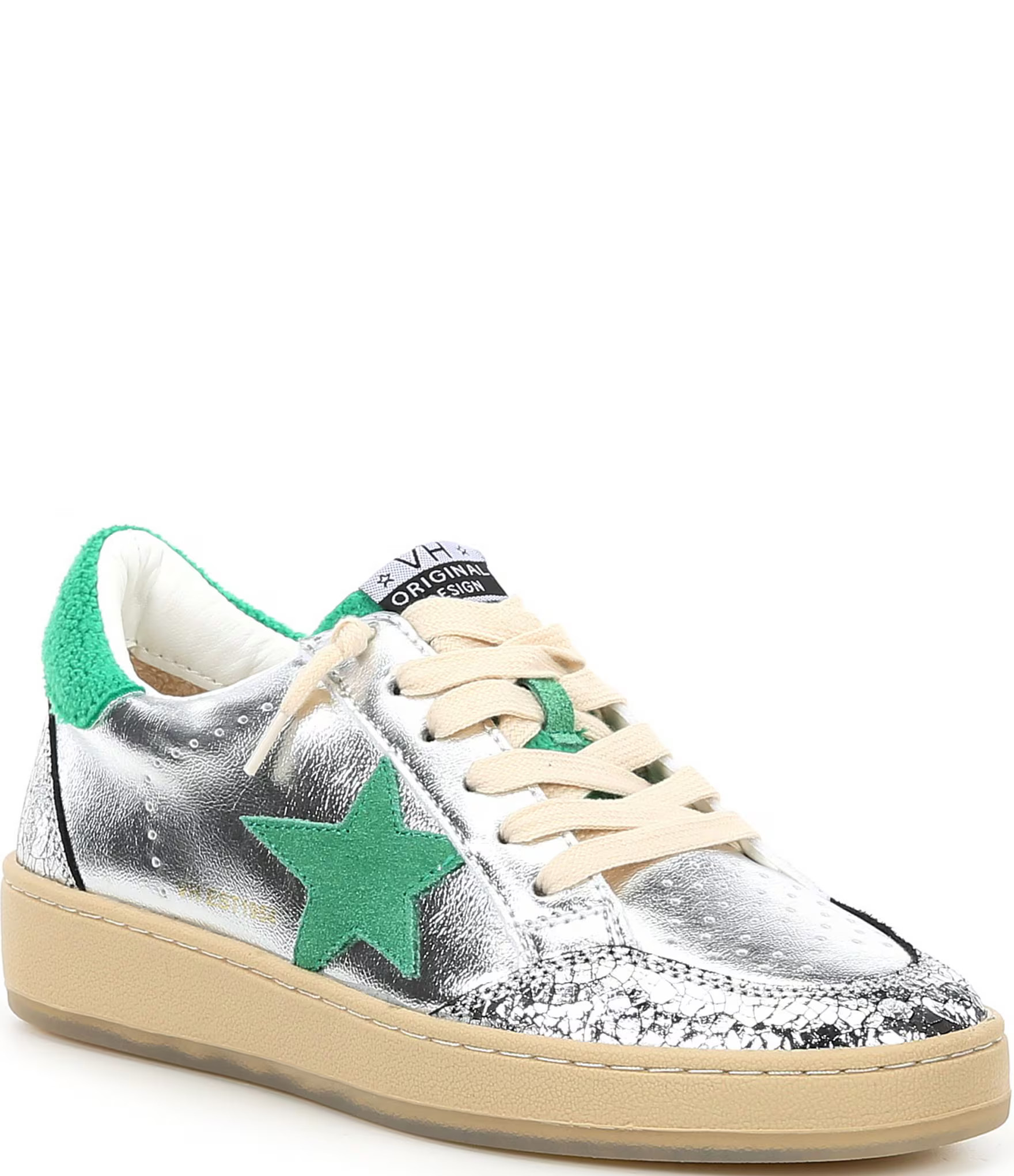 Denisse Metallic Leather Collegiate Perforated Detail Sneakers | Dillard's