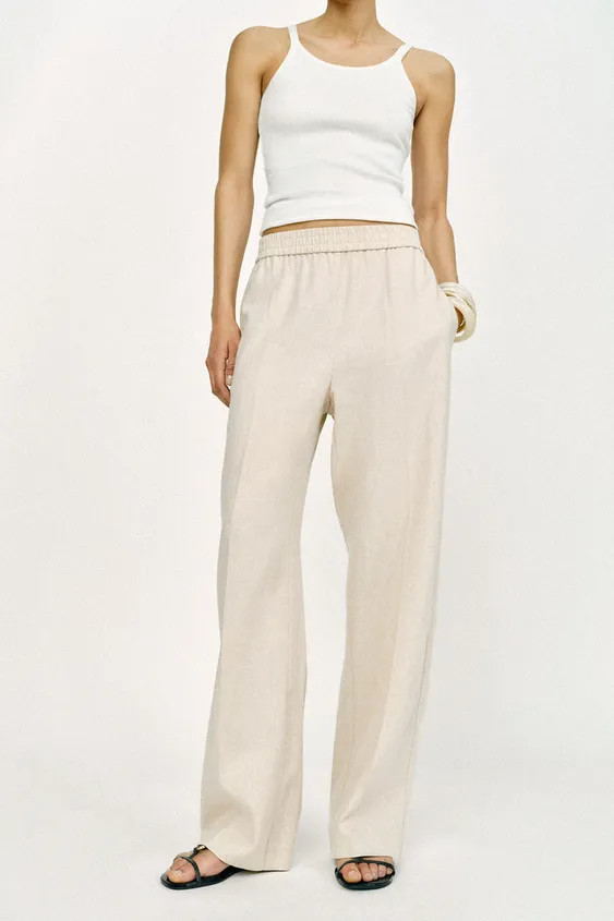 STRAIGHT TROUSERS WITH LINEN | Zara UK