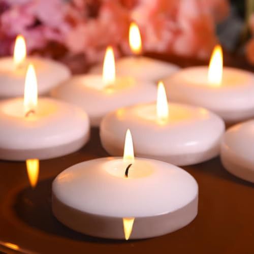 3 inch White Floating Candles, 24 Packs Unscented Floating Candles for Centerpieces-10 Hours Burn Time- 3” Floating Halloween Candle for Cylinder Vases, Pool, Wedding, Party | Amazon (US)