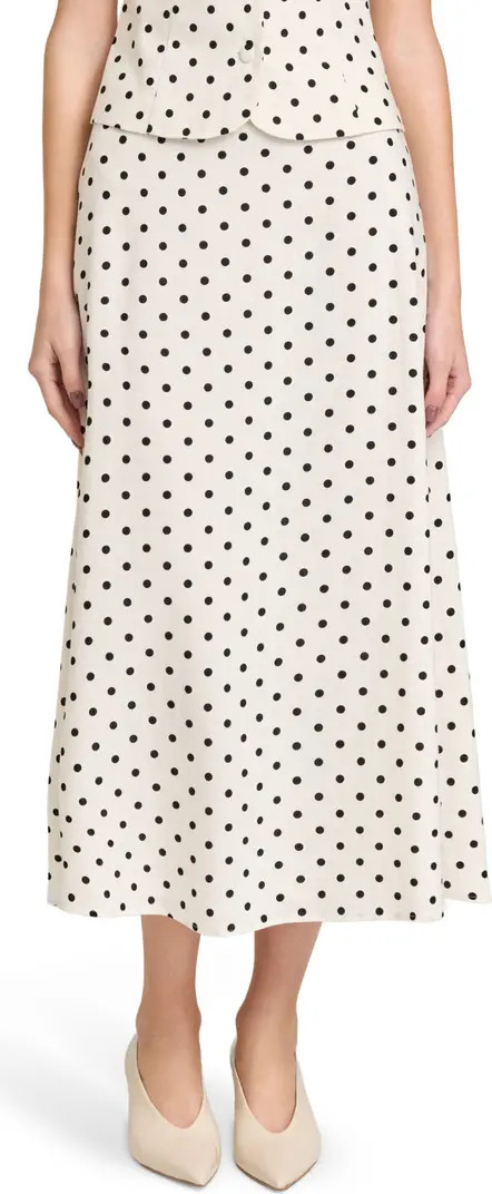 Blaire Dot Linen Blend Midi Skirt | Nordstrom