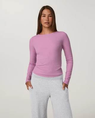 Vuori Long Sleeve Pose Subtle Scoop | Light Bloom | Large | Vuori Clothing (US & Canada)