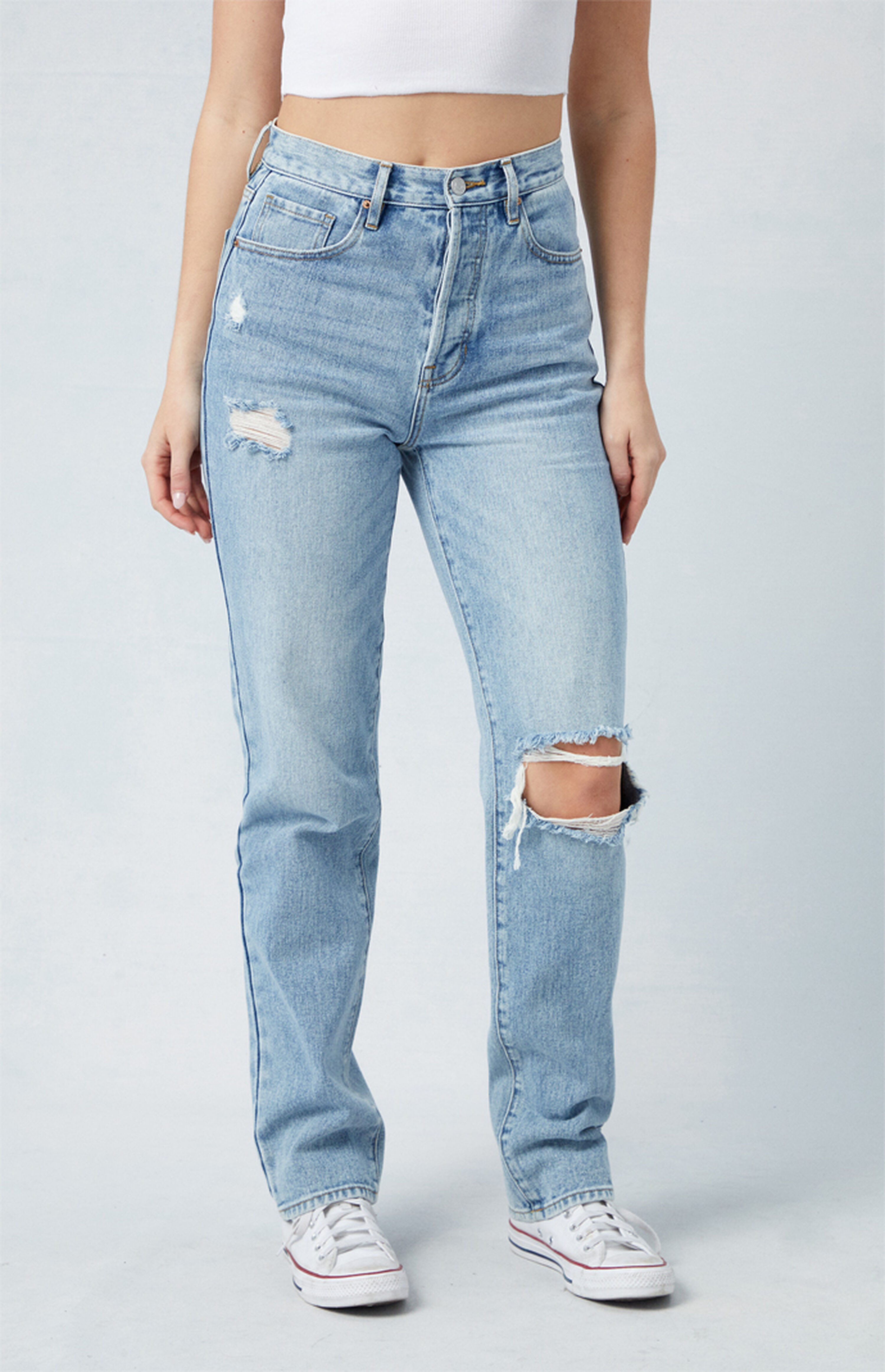 PacSun Light Blue Ripped Dad Jeans | PacSun | PacSun
