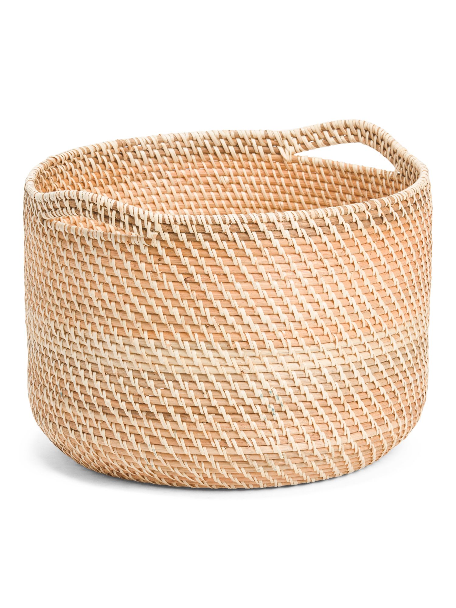 Large Round Rattan Basket With Handles | TJ Maxx
