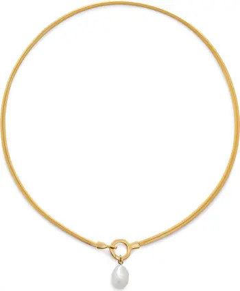 Monica Vinader Nura Pearl Pendant Snake Chain Necklace | Nordstrom | Nordstrom
