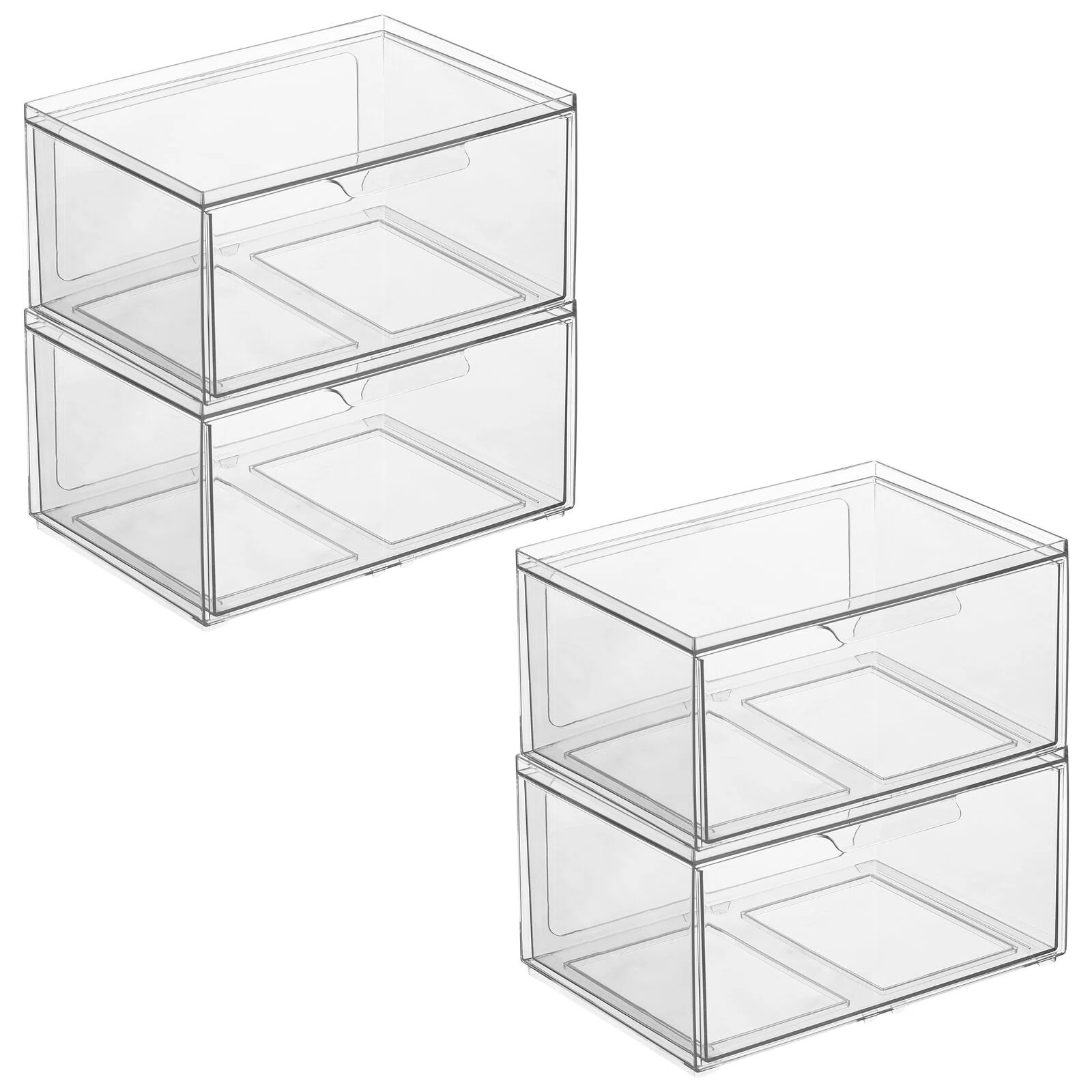 mDesign Plastic Wide Stackable Bathroom Storage Organizer, Drawer, Clear (Set of 4) | Wayfair North America
