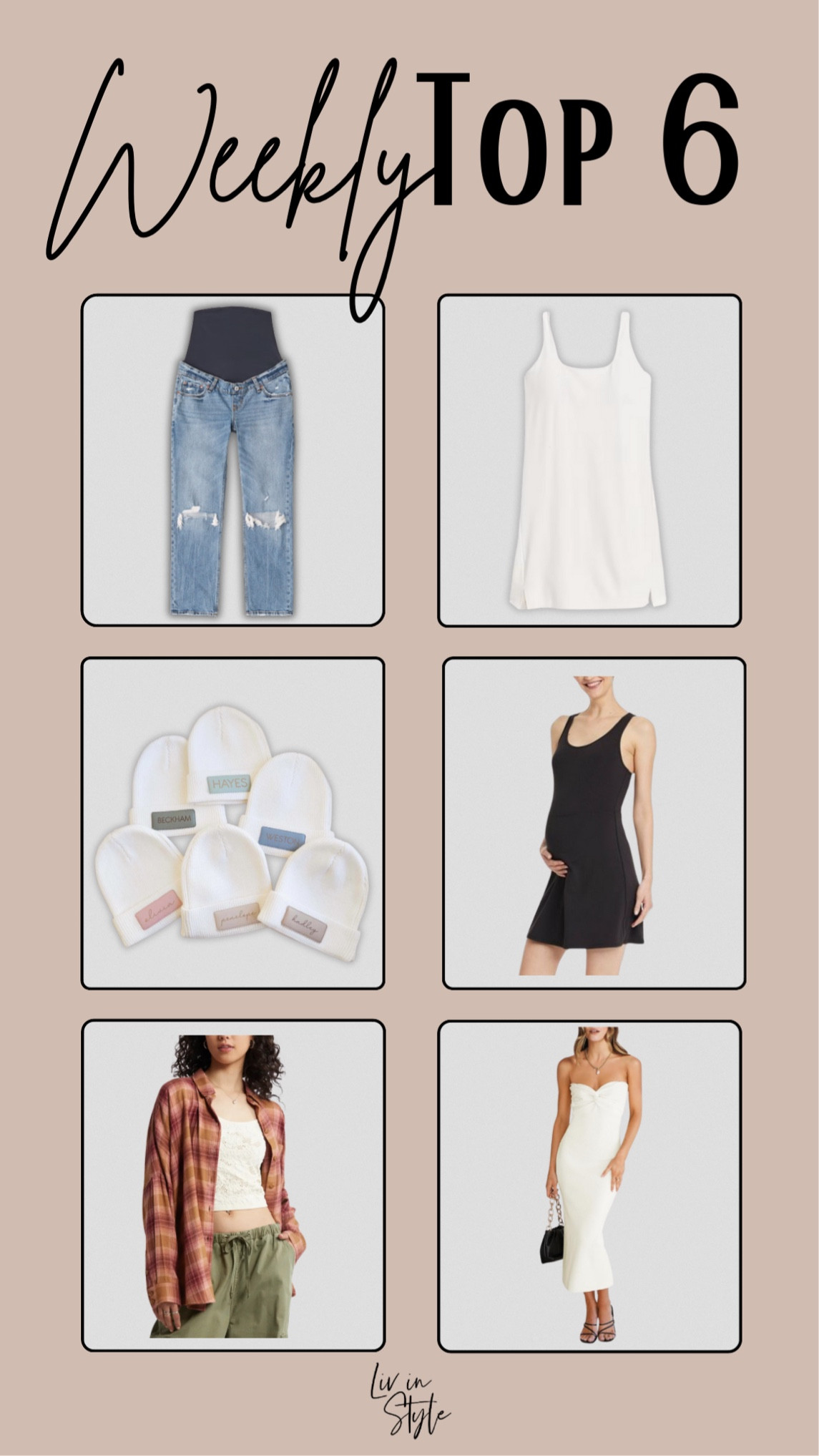This week’s top 6! My favorite maternity jeans, athletic dress, sweet Reid’s personalized newborn hat, maternity athletic dress, flannel from the NSale and my non maternity bump friendly date night dress!

#LTKxNSale #LTKxAF #LTKBump