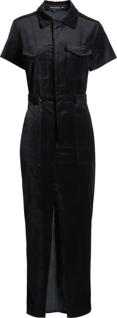 Good American Fit for Success Velvet Maxi Shirtdress | Nordstrom | Nordstrom
