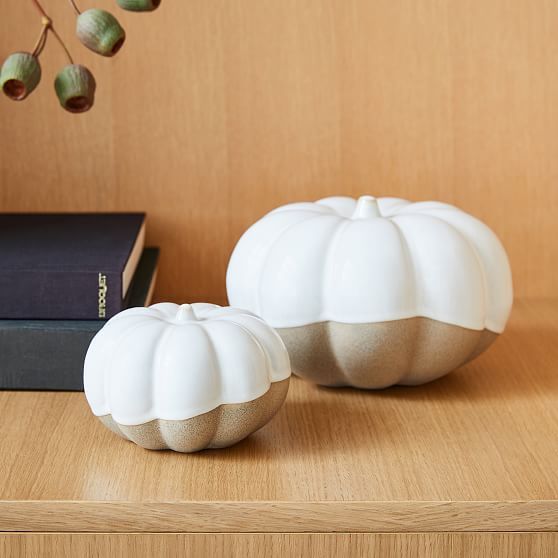 Half-Dipped Ceramic Pumpkin Objects, Small And Large, Set of 2 | West Elm (US)