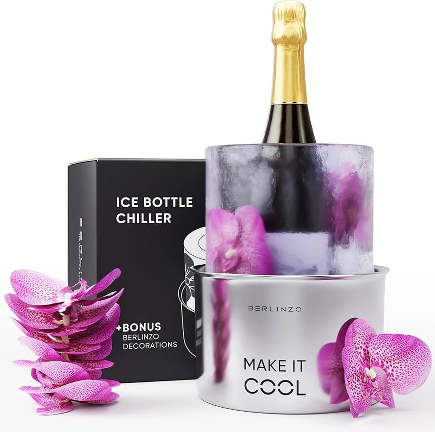 Berlinzo Ice Mold Wine Bottle Chiller + Bonus, Ice Bucket for Wine Champagne Bottles Cooler for P... | Amazon (US)