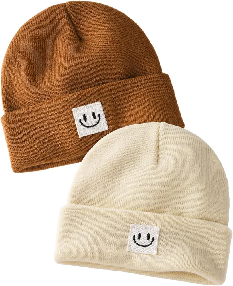 FURTALK Baby Beanie Cute Toddler Winter Hat Knit Boys Girls Warm 2 Pack Kids Embroidered Beanies ... | Amazon (US)