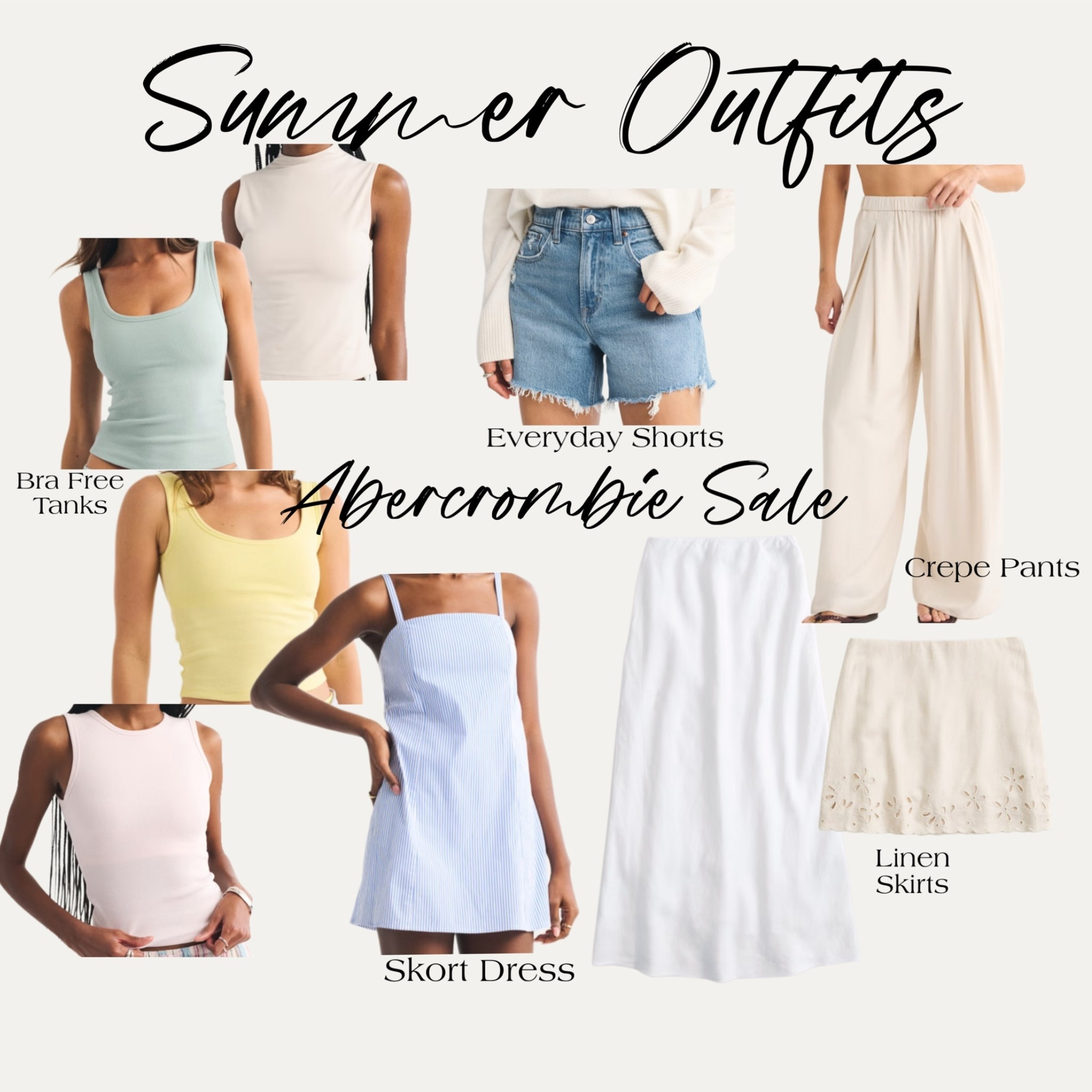 summer outfits on sale from Abercrombie! 

Easy neutral pieces that mix together and actually get worn — bra-friendly tanks, everyday denim shorts, linen skirts, breezy crepe pants, and simple dresses you can throw on and go. The Abercrombie sale always gets me for basics.

summer outfits, Abercrombie sale, everyday summer style, neutral summer outfits, bra free tanks, denim shorts, linen skirts, crepe pants, skort dress, casual summer fashion, capsule wardrobe, effortless outfit ideas, elevated basics, minimalist style

#summeroutfits #abercrombiestyle #capsulewardrobe

#LTKgrwm #LTKootd #LTKmomlife