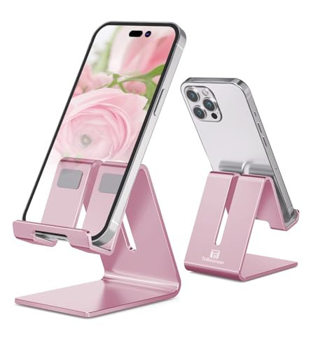 ToBeoneer Phone Stand, Aluminum Phone Holder for iPhone 16 15 14 13 12 11 X 8 7 6 Plus 5, Samsung, Huawei, Suitable for All Smartphones, Adding a Touch of Style to Your Office Decor, Rose Gold | Amazon (US)
