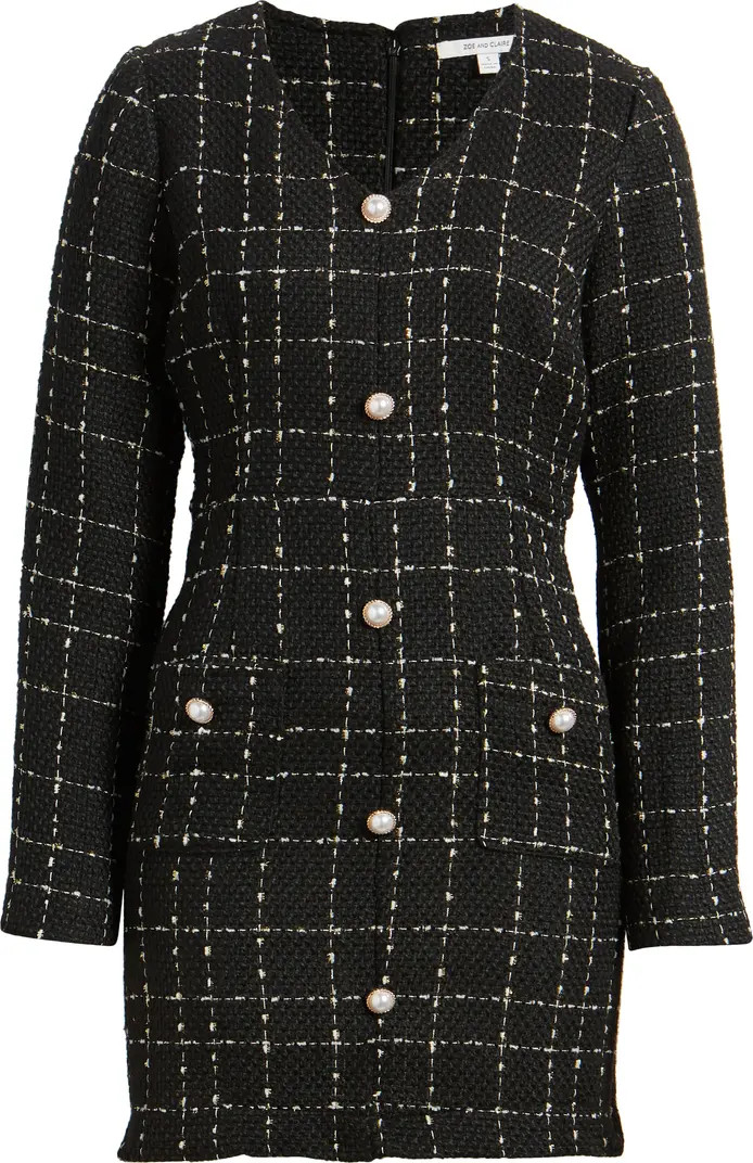 Long Sleeve Tweed Minidress | Nordstrom